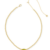 Beaded Elisa Necklace Gold Chartreuse Green MOP