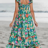 Tropical Tiered Maxi Dress