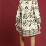 Long Sleeve Block Print Dress