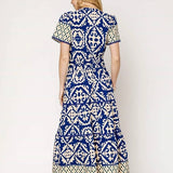 Boho Printed Maxi Dress in Blue