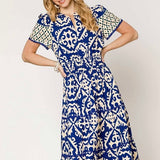 Boho Printed Maxi Dress in Blue