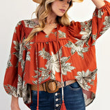 Floral 3/4 Sleeve Top