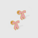 Conley Pink Bow Screwback Stud Earrings