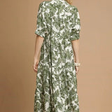 Leaf Print Maxi Dress