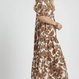 Leaf Print Maxi Dress