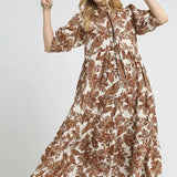 Leaf Print Maxi Dress