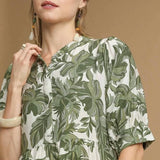Leaf Print Maxi Dress