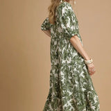 Leaf Print Maxi Dress