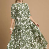 Leaf Print Maxi Dress