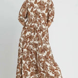 Leaf Print Maxi Dress
