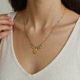 18K Non-Tarnish Green Shell and Star Necklace