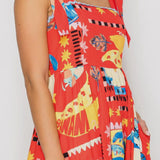 Red Tropical Maxi Dress