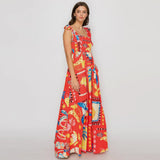 Red Tropical Maxi Dress