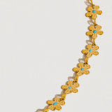 18K Non-Tarnish Blue Daisy Choker Necklace