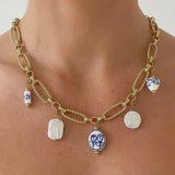 Lucy 18k Non-Tarnish Blue & White Charm Necklace