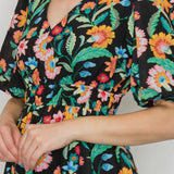 Colorful Black Midi Dress