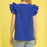 Ruffle Sleeve V-Neck Summer Top