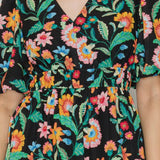 Colorful Black Midi Dress