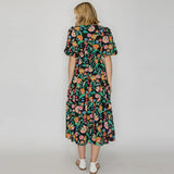 Colorful Black Midi Dress