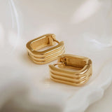 Noa 18k Gold Non-Tarnish Stripe Hoop Earring