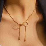 Wildrose Bow Necklace 18k Non-Tarnish Gold