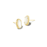 Grayson Gold Stud Earrings in Ivory Mother of Pearl