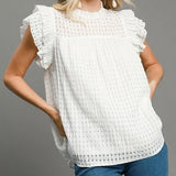 Seersucker Sleeveless Ruffle Top