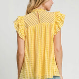 Seersucker Sleeveless Ruffle Top