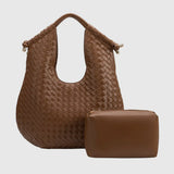 Tracy Woven Chocolate Vegan Shoulder Bag