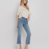 High Rise Frayed Crop Jean
