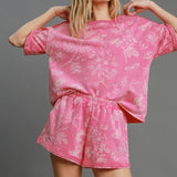 Mineral Wash Floral Shorts