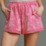 Mineral Wash Floral Shorts