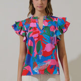 Floral Split Neck Top