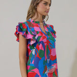 Floral Split Neck Top