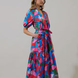 Tropical Tiered Midi Dress
