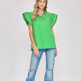 Scalloped Detail Ruffle Top