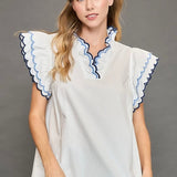 Scalloped Detail Ruffle Top