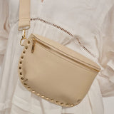 Natural Studded Crossbody Belt Bag