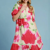 Watercolor Floral Midi Dress
