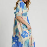 Watercolor Floral Midi Dress